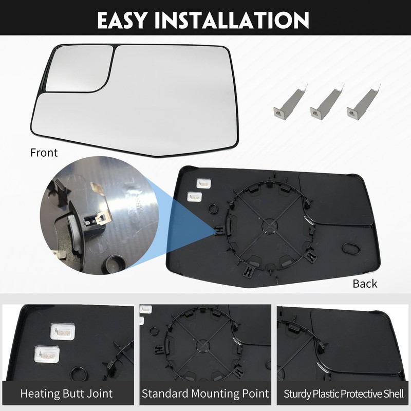 Convitex Driver Left Side Door Heated Mirror Glass with Rear