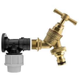 Wall Flange Kit 20mm MDPE - Designed for Secure and efficient Connections with 20mm MDPE Pipes Suitable for Gardening, Backyard, Around The House, Farmhouse (Brass Garden Tap 1/2" Snap On)