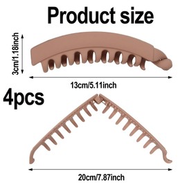 Pack of 4 Banana Hair Clips, 13 x 3 cm Women's Large Hair Clips, Thick Hair, Banana Hair Clips, Banana Hair Clip, Ponytail Banana Clip, Fishtail Hair Clip