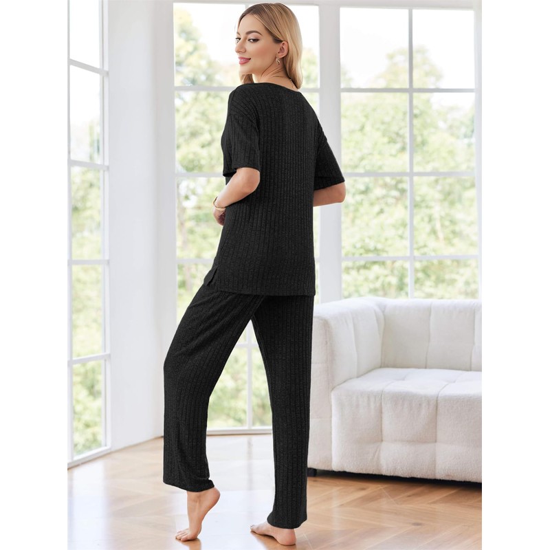SotRong Womens Summer Pyjamas Set Two Piece Matching Ribbed Outfit