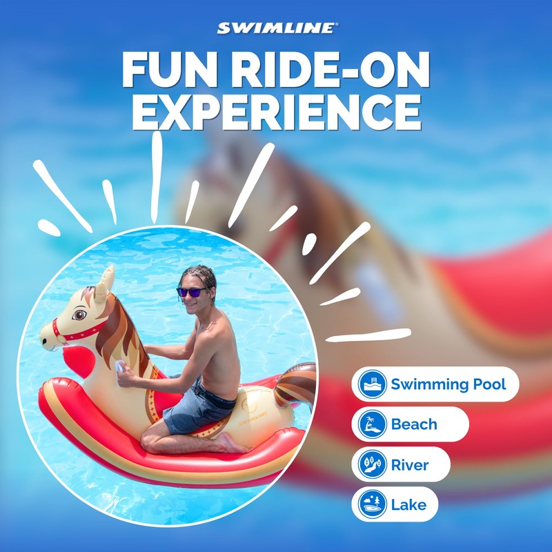 SWIMLINE Inflatable Ride-On Pool Rocker – Heavy-Duty Float with Handles