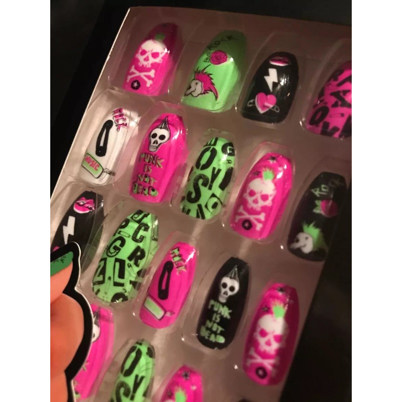 Susett Skull Store Uñas Postizas Punk Color Mix Slull