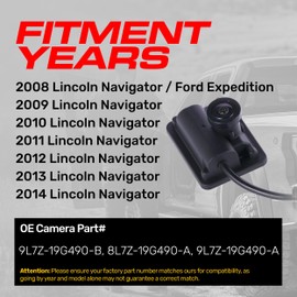 Master Tailgaters Replacement for Lincoln Navigator (2008-2014) / Ford Expedition (2008) Backup Camera OE Part # 9L7Z-19G490-B, 8L7Z-19G490-A, 9L7Z-19G490-A