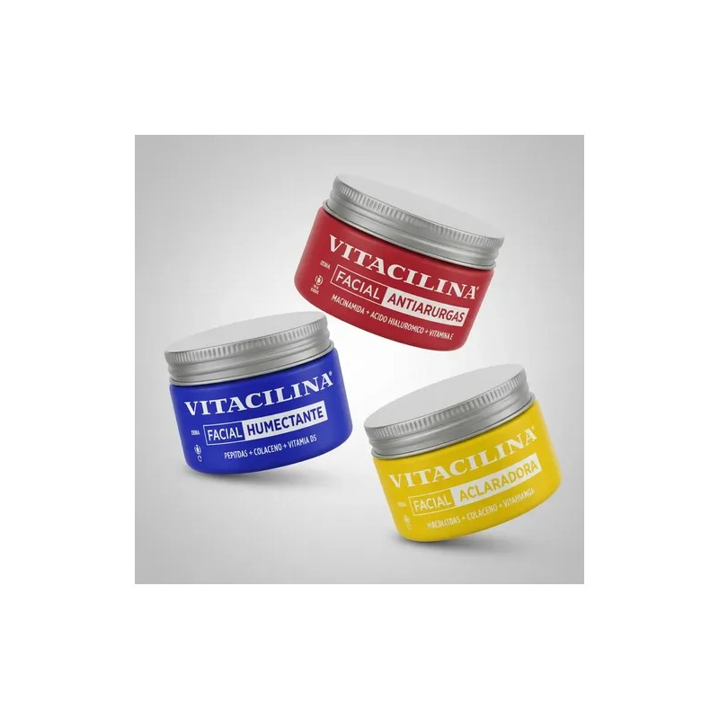 Vitacilina Facial, Humectante, Aclaradora, Antiarrugas Pack3
