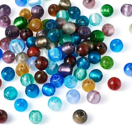 Craftdady 8mm Lampwork Glass Round Ball Spacer Beads 200Pcs Random Mixed Colors Handcrafted Hole: 2mm for Jewelry Making