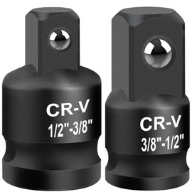 2PCS Impact Socket Adapter and Reducer Set, 1/2" to 3/8" & 3/8" to 1/2" Inch Square Drive Wrench Adapter, CR-MO Steel, for Drill, Breaker Bar, Ratchet Drive, Christmas Stocking Stuffers for Adults