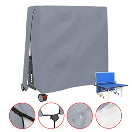 Table Tennis Table Cover, Waterproof 210D Oxford Table Tennis Cover, Weatherproof Table Tennis Cover with Windproof Drawstring, Tear-Resistant Protective Cover for Indoor and Grey 165 x 70 x 185 cm