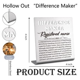 Registered Nurse Gifts, Difference Maker Thank You Appreciation Gifts for RN Women Men, Nurse Office Desk Decor, Inspirational Clinical Care Signs and Plaques Zoo39