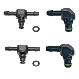 GIONAR 4Pcs Common Rail Diesel Injector Leak Off Pipe Return Connectors, Durable Fuel System Connections for Diesel Injectors, 2 T's & 2 L Connector