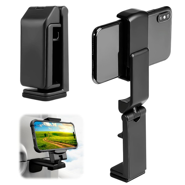 Airplane Phone Holder for Travel, Foldable 360° Rotatable Phone Clamp