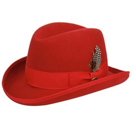 Classico Men's Wool Felt Homburg Hat (L, RED)