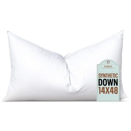 Pillowflex Synthetic Down Pillow Insert - 14x48 Down Alternative Pillow, Ultra Soft, Large Rectangle Body Sleeping Pillow, Lumbar, Long, Back - 1 Decorative Pillow Form