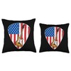 Vintage Retro Rock American Flag Guitar Pick Musician Throw Pillow