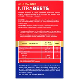 Wellgard Nitrabeets – Beetroot Supplement Supporting Normal Blood Pressure, Muscle Function & Heart Health – 60 Vegan Capsules