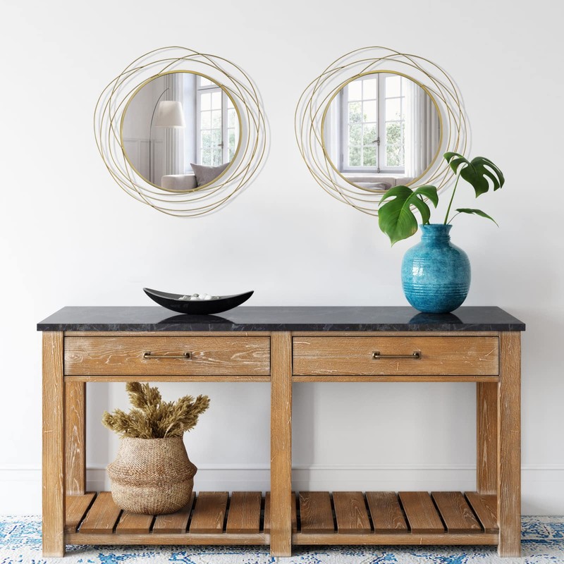 ironsmithn Wall Mirror Mounted Round Decorative Mirrors Circle for Bathroom