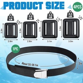 Tellegloww 4 Pcs 2.2 lb Dive Weights Belt for Scuba Diving Coated Dive Weights Nylon Belt with Metal Quick Release Buckle for Free Diving Spear Fishing