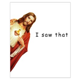 LB Funny Jesus Canvas Wall Art Jesus Christ I Saw That Funny Quotes Christmas Artwork Picture Abstract Painting Art Home Decor For Bathroom Living Room Bedroom Framed Ready To Hang, 12x16 Inch