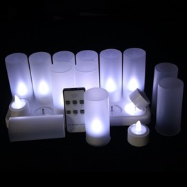 EuroFone LED Light Rechargeable Candle Light for Party Bear bar with Remote Control 12pcs /Set (Cold White)