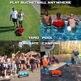 BucketBall | Team Color Edition | Party Pack (Black/Red): Original Yard Pong Game: Best Camping, Beach, Lawn, Outdoor, Family, Adult, Tailgate, Jumbo, Giant Game