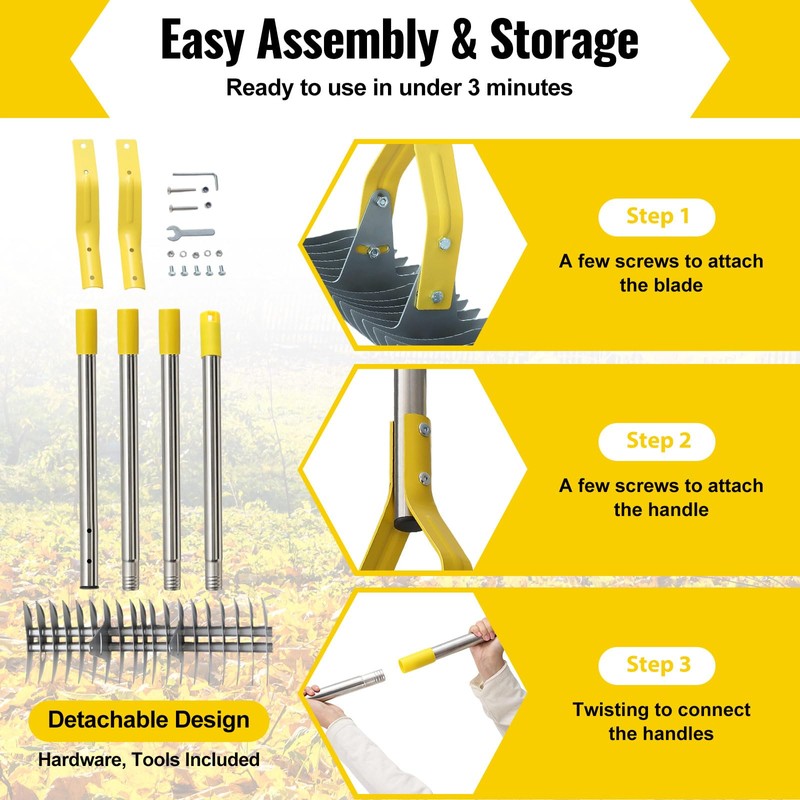 Garden Leaf Rake: Dual Function Thatching Rake for Lawn Dead