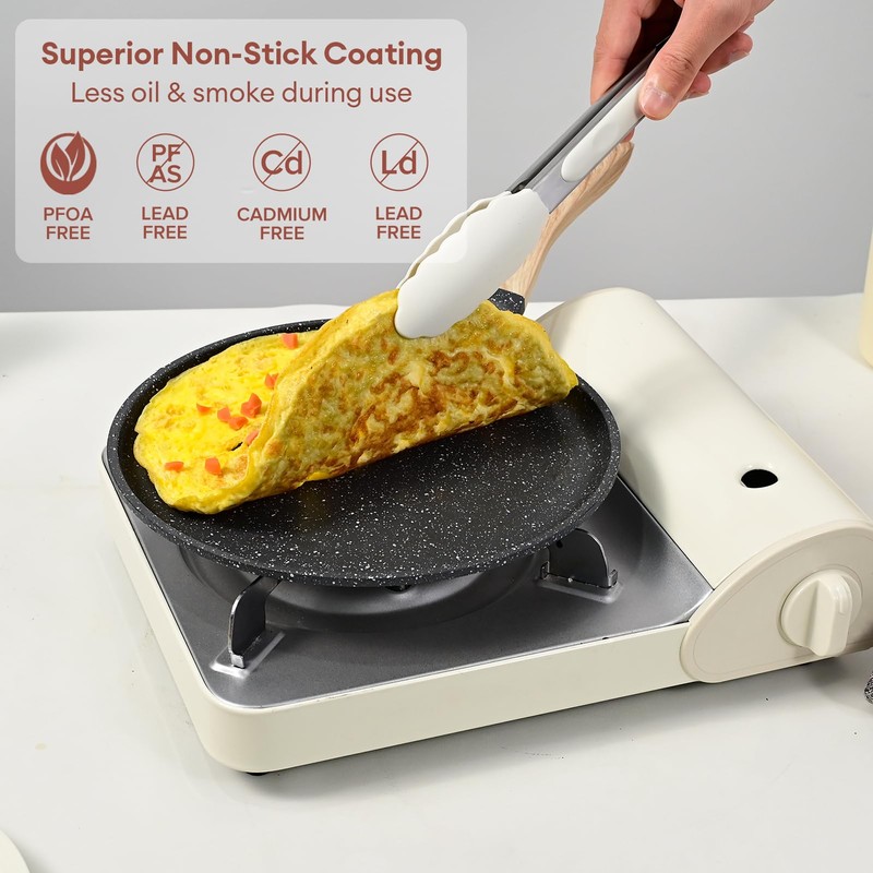 JEETEE Crepe Pan Nonstick, 9.5 Inch Comales Para Tortillas Griddle