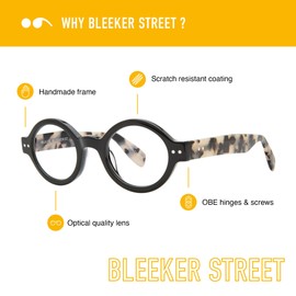 Scojo New York Bleeker Street Reading Glasses, Handmade Scratch Resistant Readers for Women and Men, Tortoise/Evergreen - 1.25x