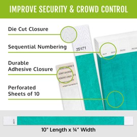 WristCo Caribbean Blue 3/4" Tyvek Wristbands - 200 Pack Paper Wristbands For Events