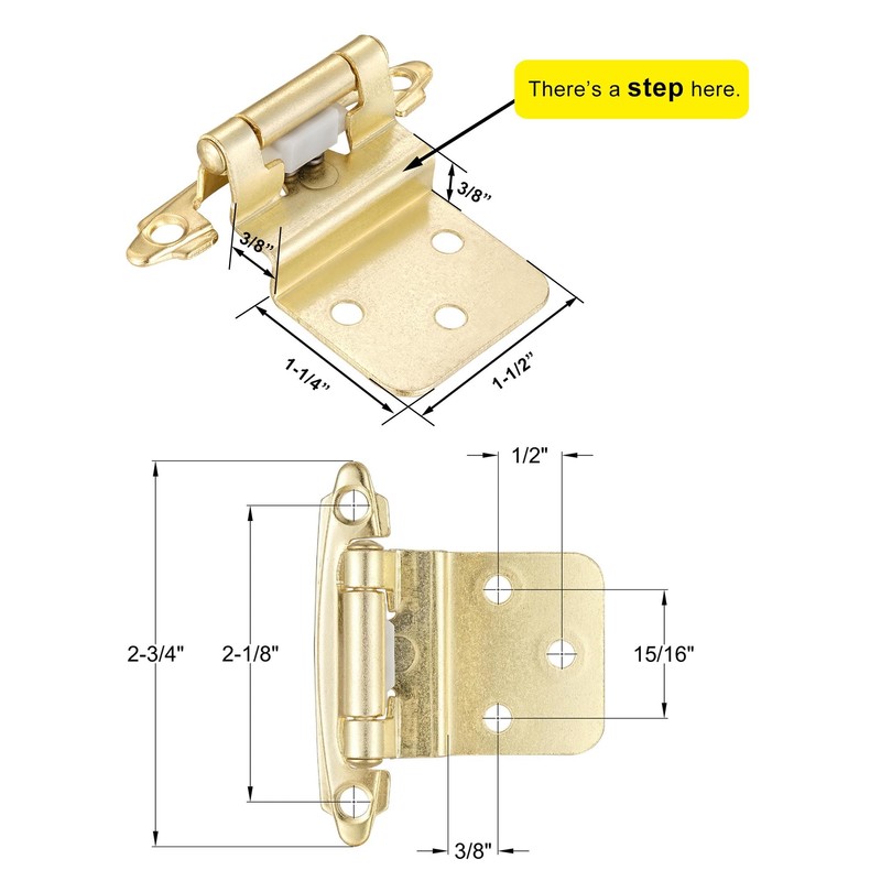 Vallecloud 10 Pack (5 Pair) 3/8" Inset Gold (Brass) Nickel