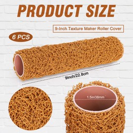 FYSUIMU 6Pcs 9 Inch Textured Paint Roller Set Small Textured Roller Brown for Painting Walls Popcorn Ceiling Home Improvement Paint Supplies