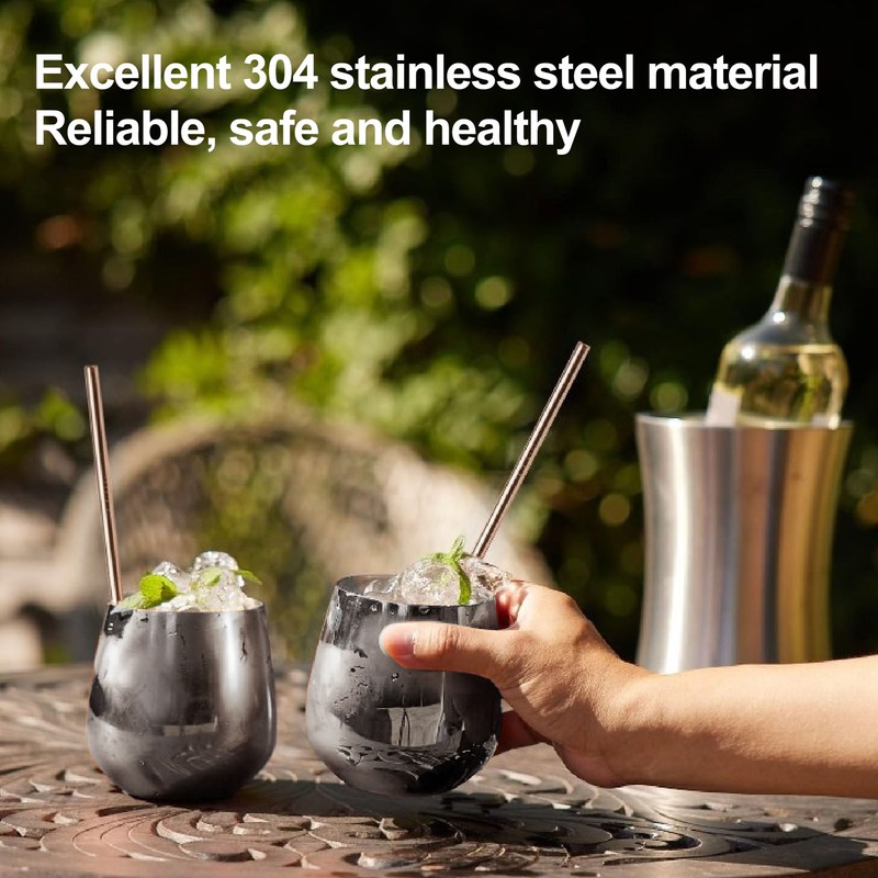Stainless Steel Wine Glass Stemless Egg Shape 550ml Unbreakable Portable