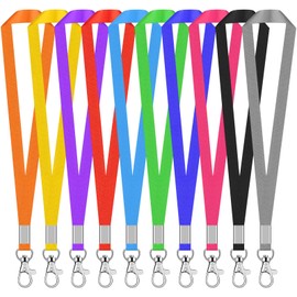 10 Pcs Landyard Neck Strap, Office Lanyard, Nylon Neck Strap,Flat Neck Lanyards with Swivel Hook for ID Card Badge Holders, Keys, Whistles (Colorful)