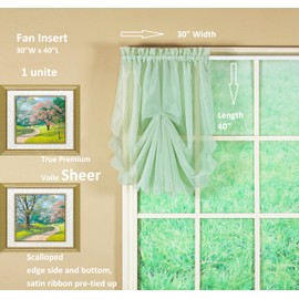Today's Curtain Emelia Original Voile Fan Insert, Sage, 30" W x 40" L