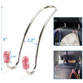 ToBeQueen Pink Car Bling Accessories Set for Women 15pcs,Head Rest Bling Rings,Bling Car Adapter Charger,Bling Car Hangers,Bling Cup Coaster,Bling Tire Valve Covers,Car Ignition Ring(Pink)