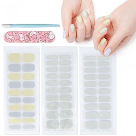 Valerie Allen Nail Polish Stickers Full Nail Wraps - 60 Pieces (3 Sets of 20) Stylish Nail Strips Kit with Nail File & Cuticle Pusher, Quick Drying Sticker Nail Pol (Tiger Shark)