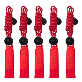 Amzonly Emergency Whistle, 120db Safety Whistle Survival Shrill Loud for Camping Hiking Hunting Boating Fishing Life Vest Jacket Rescue Signaling Kids Lifeguard Red 5 Pack