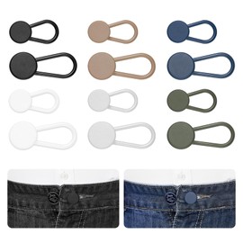 EZJIAYOU 12 Pcs Button Extenders for Jeans, 6 Colors Waist Extenders for Pants for Women & Men, No Sew Pants Waist Button Expander, Flexible Waistband Extension 1-1.4 Inches