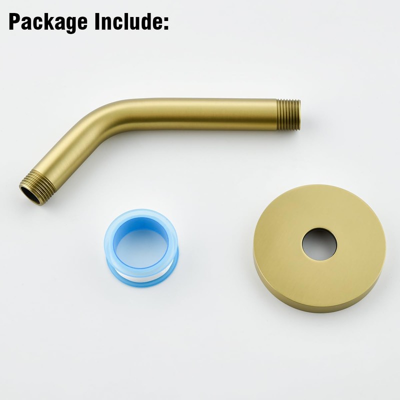 RANDOM Shower Arm with Flange,Gold 6 Inches Wall Mount Angle