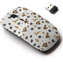 2.4G Wireless Mouse with Cute Pattern Design for All Laptops and Desktops with Nano Receiver - Christmas Clock
