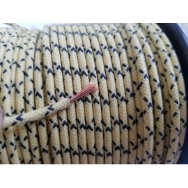 Vintage Braided Cloth Covered Primary Wire 16 gauge White w/ 1 Black 10 feet