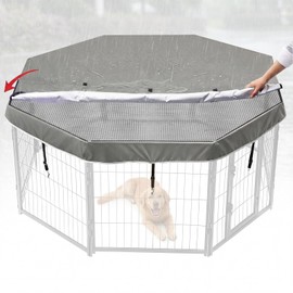 Ribbonlic Dog Playpen Mesh Fabric Top Cover Fits 24 Inch Width 8 Panels for Indoor Outdoor, Sun/rain Proof Dog Pen Cover with Durable Fabric/mesh Netting Provides Shade (Playpen Not Included)