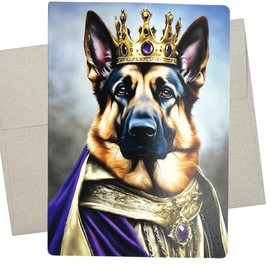Whitman and Daughter King German Shepherd Card (1 Premium Card, 5X7 Inch) dog card blank for every occasion like birthday, thank you, or thinking of you - 986