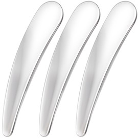 Pndeyo 3pcs Mini Metal Makeup Spatula, Reusable Cosmetic Cream Spatulas Spoon, Skincare Scoop Applicator Facial Massage Beauty Tools for Mixing and Sampling Face Eye Cream- Silver