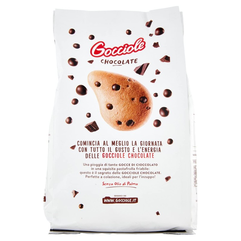 Pavesi:"Gocciole Chocolate" Biscuits with Chocolate drops, no palm oil -