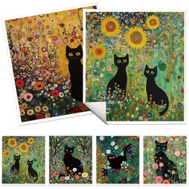 VISSTREE Black Cat Swedish Dishcloths for Kitchen, 6 Pack Reusable Dish Cloths for Washing Dishes, Absorbent Swedish Dish Towels for Home Kitchen Cleaning Fast Drying Washable Dishes Cloths
