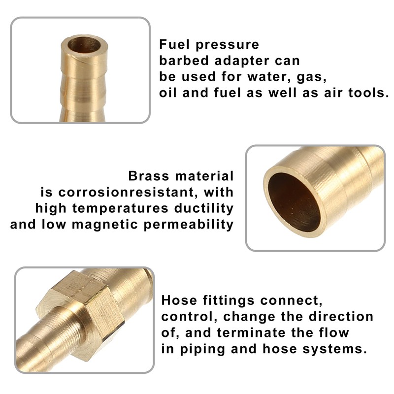 X AUTOHAUX 2 Pcs 8mm-5mm Straight Shaped Hose Barb Brass