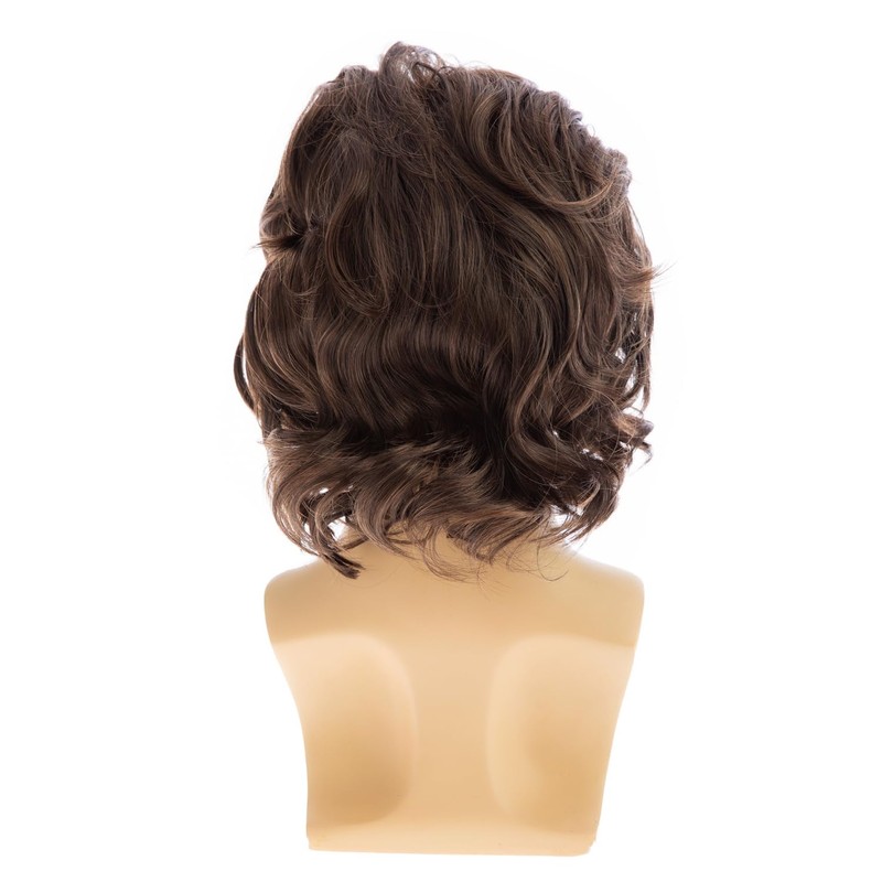 Short Wavy Brown Wigs for Men Natural Layered Cosplay Hair