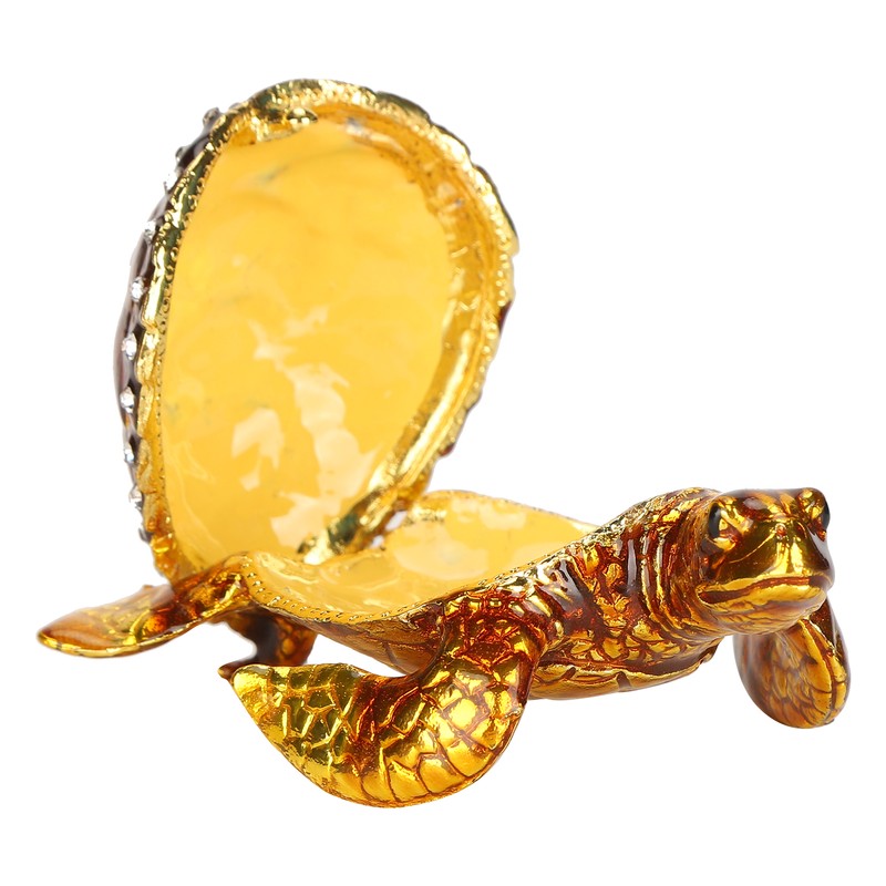 Tortoise Figurine Electroplated Turtle Jewelry Trinket Storage Box Ornament with