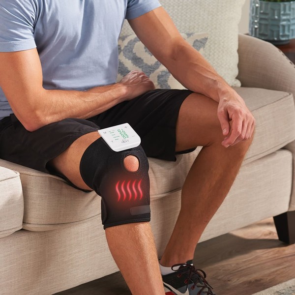Veridian Healthcare Tens Unit Nerve Stimulation and Heated Muscle Relaxer Compression Wrap, Deluxe Knee Pain Relief System