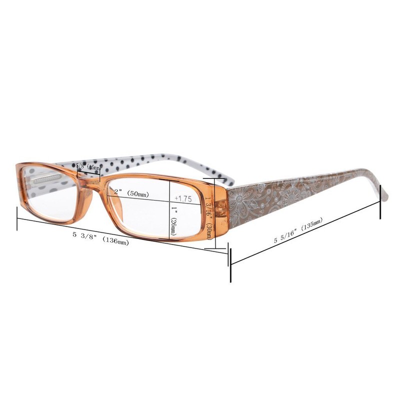 Eyekepper Spring Hinges Polka Dots Patterned Temples Rectangular Reading Sunglasses
