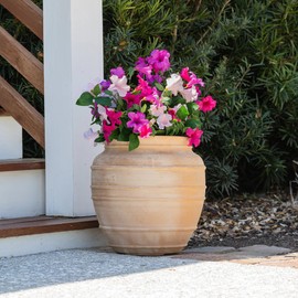 Celestial Lights Artificial Petunia Urn Filler Flowers with Green Vines, 6.75in Height, 8in Base (Light Pink/Hot Pink)